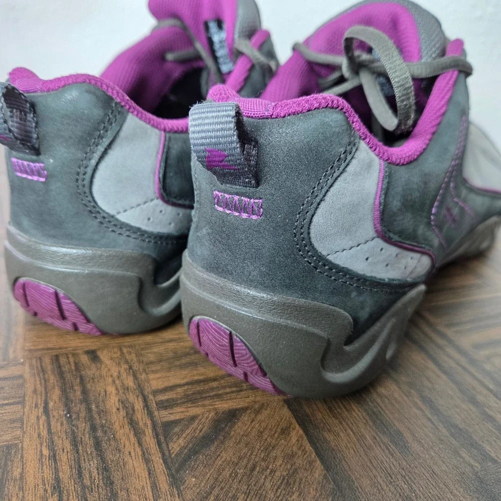 ECCO Walking‎ Shoes Leather Comfort Sneakers Gray Purple Womens 8 8.5 EU39